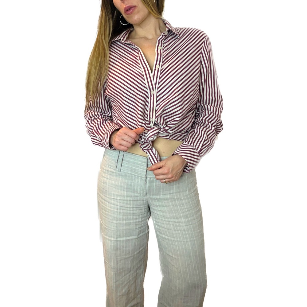 Vintage red, white & silver striped button up 🍬